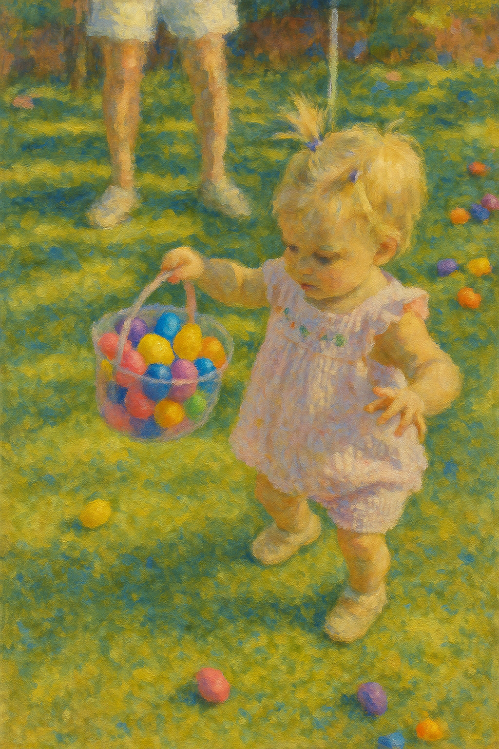 Reimagined impressionist painting of a baby